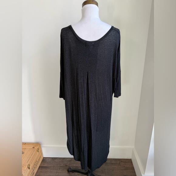 ANTHROPOLOGIE DARK GRAY DELETTA TUNIC TOP HIGH LOW 3/4 SLEEVE XS - Picture 4 of 6